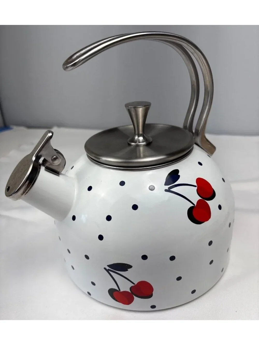 Kate Spade New York Lenox Cherry Dot Teapot Stainless Steel Handle Whimsical